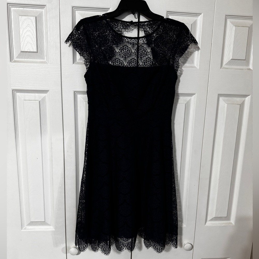 Kensie Blue Lace A-Line Mini Dress with Flutter Cap Sleeves